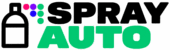 Logo SprayAuto: iconiță spray vopsea și text negru și verde