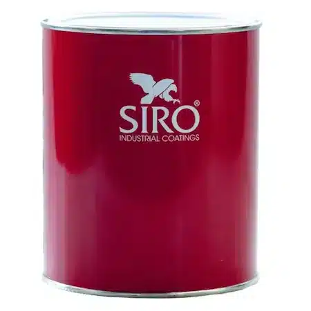 Cutie metalică roșie de vopsea SIRO Industrial Coatings cu logo vultur