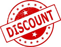 Ștampilă roșie cu textul DISCOUNT